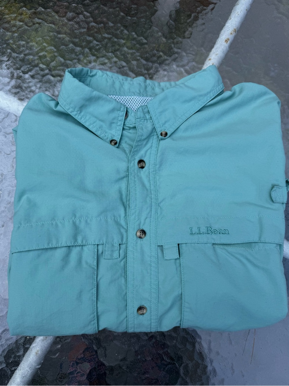 L.L. Bean Men's Light Teal Button-Up Shirt Jacket